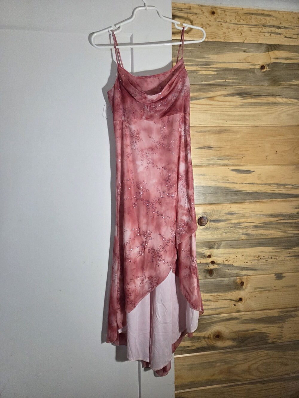 Vintage Y2K Mariposa Stretchy Asymmetrical BabyDoll Floral Glittery Dress size M